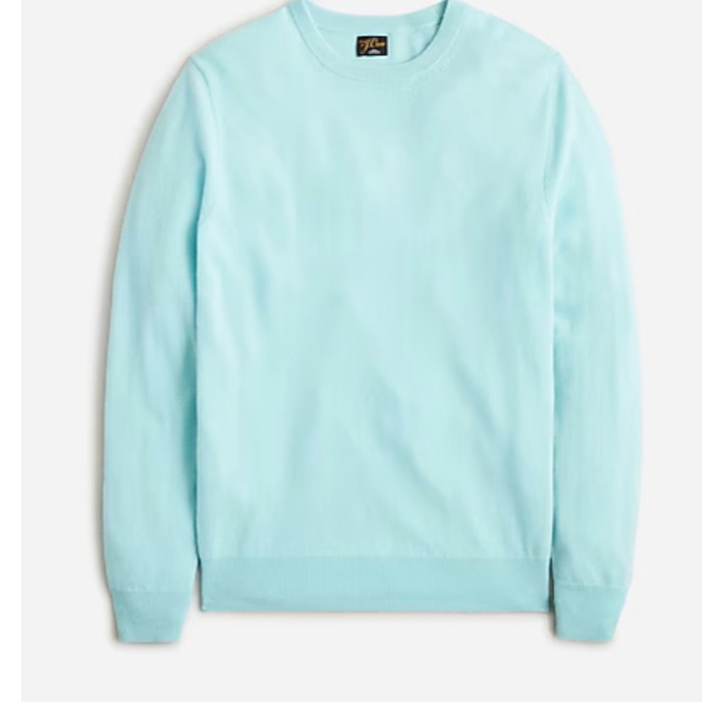 J.Crew 100% cashmere crewneck sweater, NWT. Aqua color, size Large.